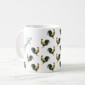 Retro Hanenpatroon Aangepaste Naam Koffiemok (Voorkant links)