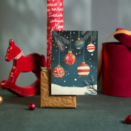 Retro Hangende Sierbollen Rood Wit Kerstballen Ker Feestdagenkaart