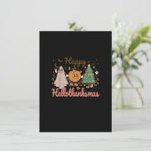 Retro Hanksmas Halloween Thanksgiving Kaart (Staand voorkant)