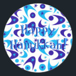 Retro Hanukkah Boomerangs Ronde Sticker<br><div class="desc">Retro boemerang Chanoeka stickers.</div>