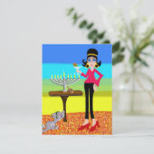 Retro Hanukkah en Martini Feestdagenkaart (Staand voorkant)