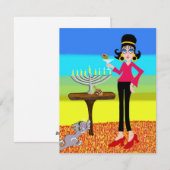 Retro Hanukkah en Martini Feestdagenkaart (Voorkant / Achterkant)