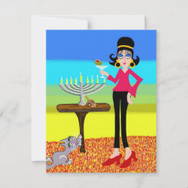 Retro Hanukkah en Martini Feestdagenkaart