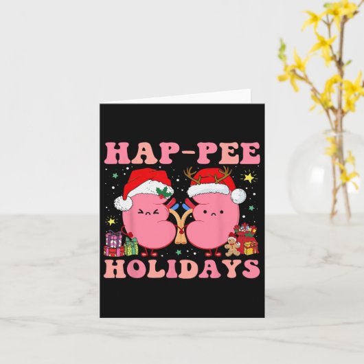 Retro Hap Pee Feestdagen Kerstmis Dialyse Verpleeg Kaart (Gele Bloem)