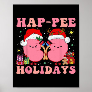 Retro Hap Pee Feestdagen Kerstmis Dialyse Verpleeg Poster