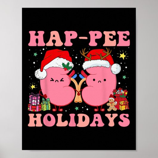 Retro Hap Pee Feestdagen Kerstmis Dialyse Verpleeg Poster (Voorkant)