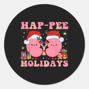 Retro Hap Pee Feestdagen Kerstmis Dialyse Verpleeg Ronde Sticker