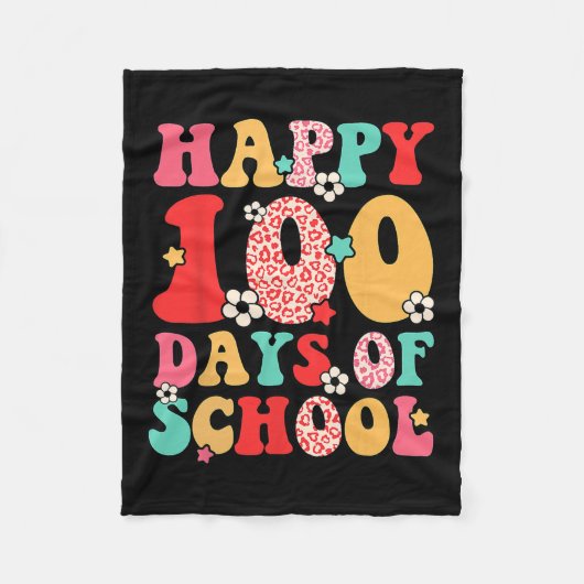 Retro Happy 100ste Dag van de School Leraren Kind Fleece Deken (Voorkant)