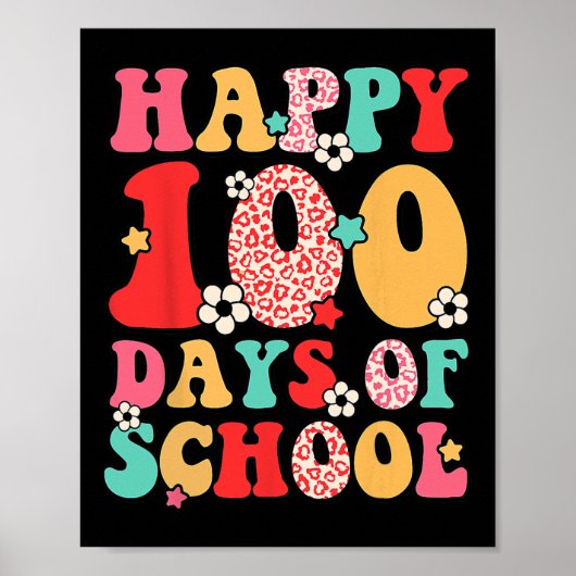Retro Happy 100ste Dag van de School Leraren Kind Poster (Voorkant)