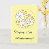Retro Happy 10de Jubileum van Daisy Flowers Kaart (Gele Bloem)