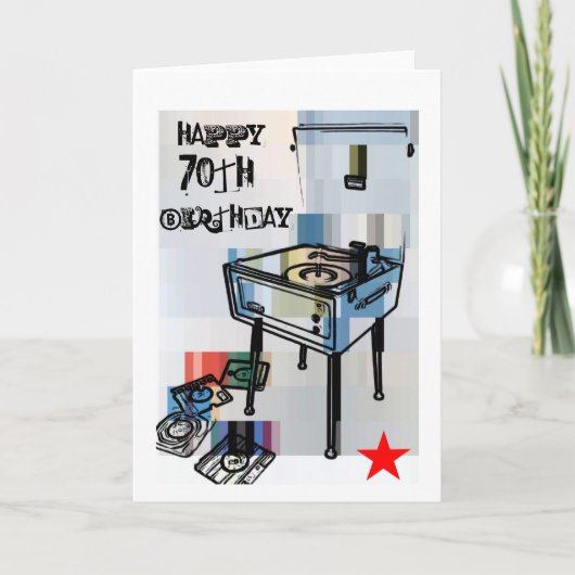 Retro Happy 70ste verjaardag Kaart (Voorkant)