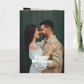 Retro Happy Birthday 3 Photo Kaart (Achterkant)