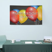 Retro Happy Birthday Ballonnen op schoolbord Spandoek (Beurs)