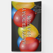 Retro Happy Birthday Ballonnen op schoolbord Spandoek (Verticaal)
