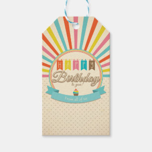 Retro Happy Birthday Cadeau Labels Cadeaulabel
