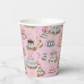  Retro Happy Birthday Cakes Papieren Bekers (Links)