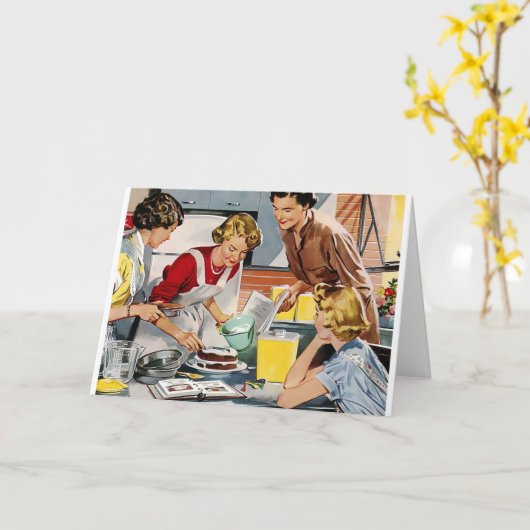 Retro Happy Birthday Kaart (Gele Bloem)