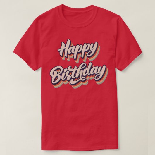 Retro Happy Birthday T-shirt (Design voorkant)