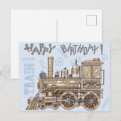  Retro Happy Birthday Train Feestdagenkaart (Voorkant / Achterkant)