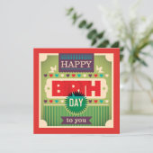 Retro Happy Birthday Typography Wenskaart (Staand voorkant)