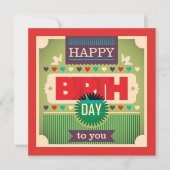 Retro Happy Birthday Typography Wenskaart (Voorkant)
