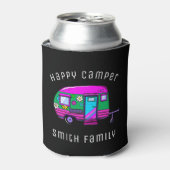 Retro Happy Camper Aangepaste Naam Blikjeskoeler (Blikje Voorkant)