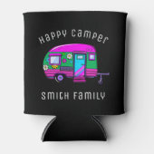 Retro Happy Camper Aangepaste Naam Blikjeskoeler (Voorkant)