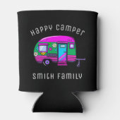 Retro Happy Camper Aangepaste Naam Blikjeskoeler (Achterkant)