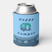 Retro Happy Camper Koelbox in blauw en Blauwgroen Blikjeskoeler (Blikje Achterkant)