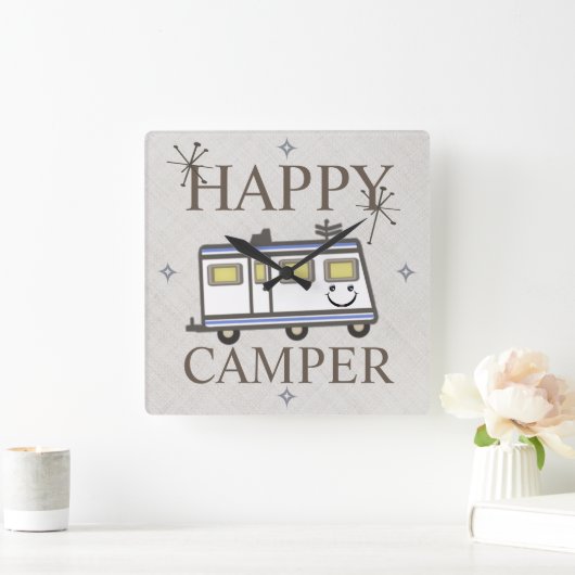 Retro Happy Camper Wall klok (Huis)