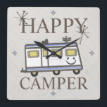 Retro Happy Camper Wall klok<br><div class="desc">De Retro Happy Camper Wall Clock Perfect décor voor uw RV, Camper, Trailer of 5de wiel</div>