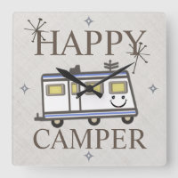  Retro Happy Camper Wall klok