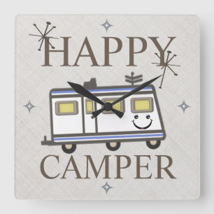  Retro Happy Camper Wall klok