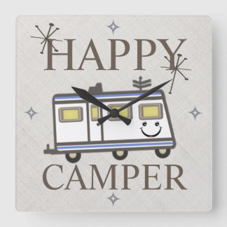 Retro Happy Camper Wall klok