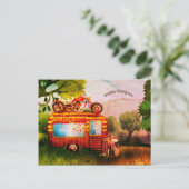 Retro Happy Campers Caravan Vuiligheid Op Maat Gem Briefkaart (Staand voorkant)