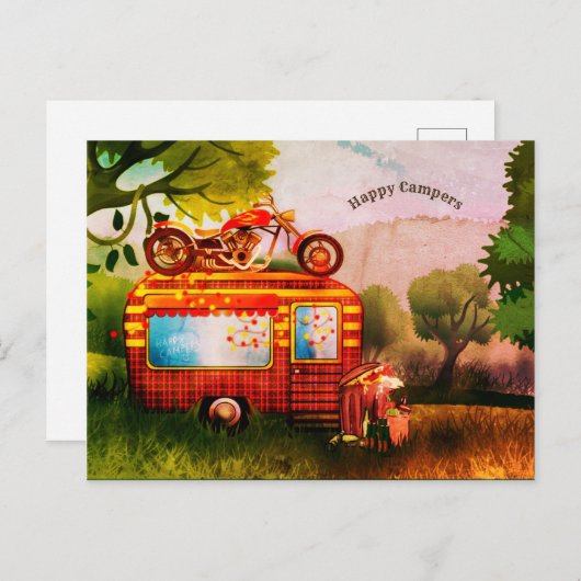 Retro Happy Campers Caravan Vuiligheid Op Maat Gem Briefkaart (Voorkant / Achterkant)