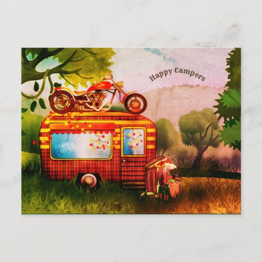Retro Happy Campers Caravan Vuiligheid Op Maat Gem Briefkaart (Voorkant)