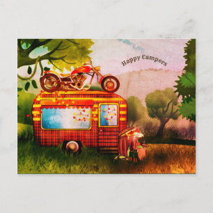 Retro Happy Campers Trailer Trash  Briefkaart