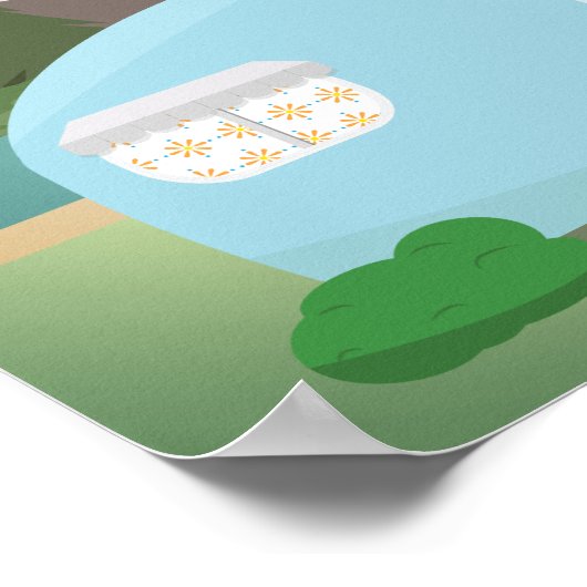 Retro Happy Camping,  Camper Poster (Hoek)