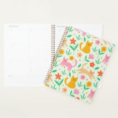 Retro Happy Cats met Oranje rode en perzikbloemen Planner (Display)