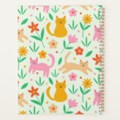 Retro Happy Cats met Oranje rode en perzikbloemen Planner (Achterkant)