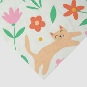 Retro Happy Cats met Oranje rode en perzikbloemen Tissuepapier (Detail)
