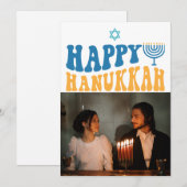Retro Happy Chanoeka gepersonaliseerde foto Feestdagenkaart (Voorkant / Achterkant)
