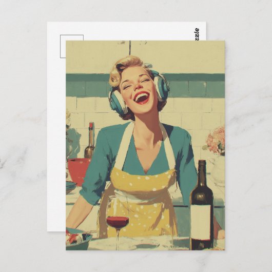 Retro Happy Cooking Vibes Briefkaart (Voorkant / Achterkant)