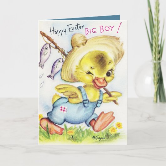 retro Happy Easter duck voegt sentiment toe Feestdagen Kaart (Voorkant)
