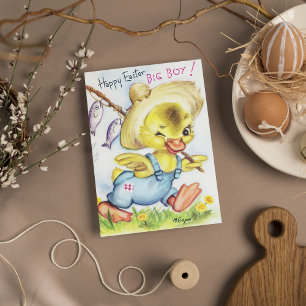retro  Happy Easter duck voegt sentiment toe Feestdagen Kaart