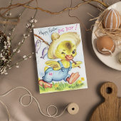 retro Happy Easter duck voegt sentiment toe Feestdagen Kaart