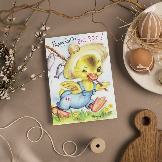 retro  Happy Easter duck voegt sentiment toe Feestdagen Kaart