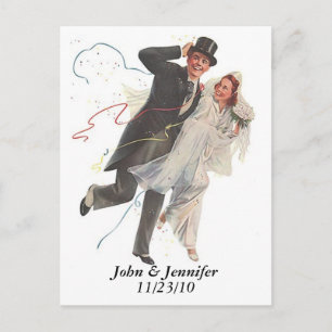 Retro Happy Elated Trouwpaar Cadeaus Briefkaart
