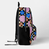 Retro Happy Face Check Flower Bedrukte Rugzak (Links)